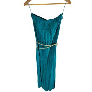 Michael‎ Kors Teal Strapless Maxi Dress With Rope Belt Size S
